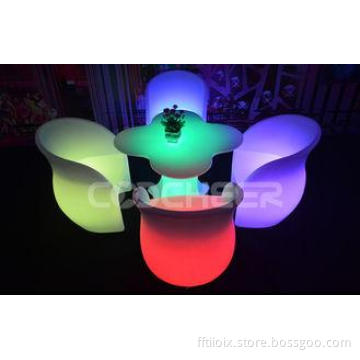 Fireproof Plastic Lounge Led Coffee Table And light up chai